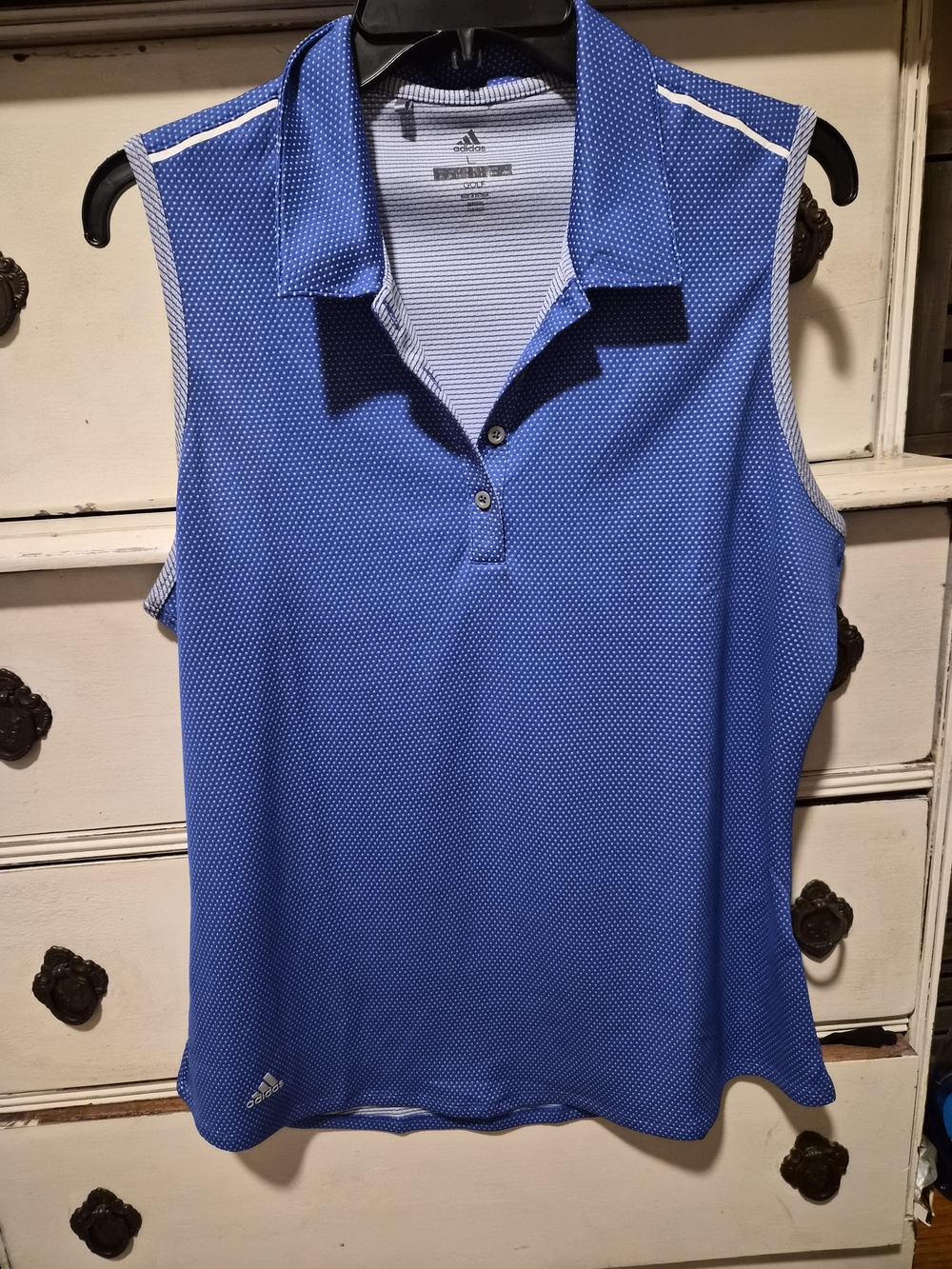Adidas Golf Ultimate365 Sleeveless Polo Shirt Blue White Size Large
